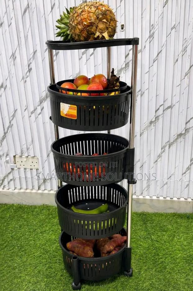Rotating Fruit Rack With Wheels 4 Tier