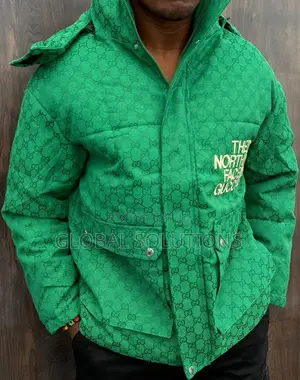 The North Face X Gucci Gg Padded Jacket With a Black Hooded Position