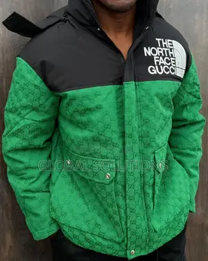 The North Face X Gucci Gg Padded Jacket With a Black Hooded Position