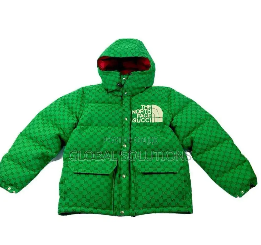 The North Face X Gucci Gg Padded Jacket With a Black Hooded Position