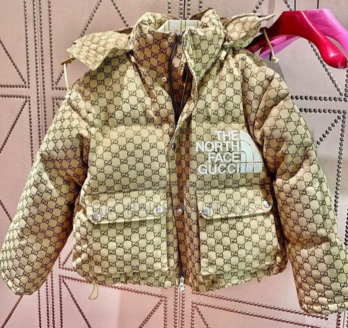 The North Face X Gucci Gg Padded Jacket With a Black Hooded Position