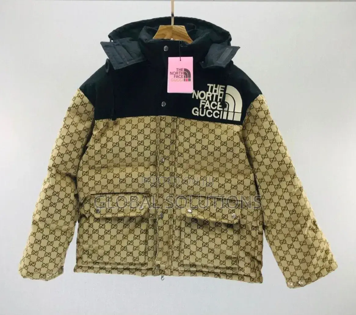 The North Face X Gucci Gg Padded Jacket With a Black Hooded Position