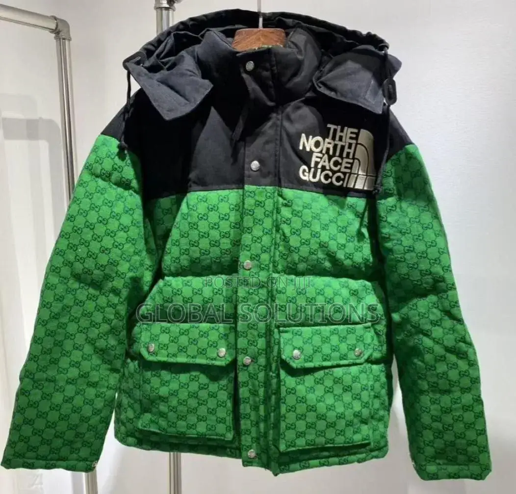 The North Face X Gucci Gg Padded Jacket With a Black Hooded Position