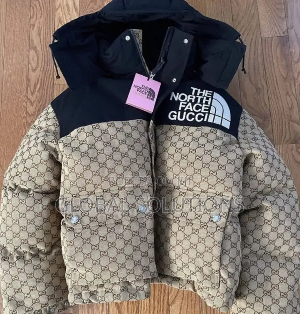 The North Face X Gucci Gg Padded Jacket With a Black Hooded Position