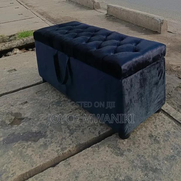 Black Ottoman With Storage Or Salon Waiting Seat