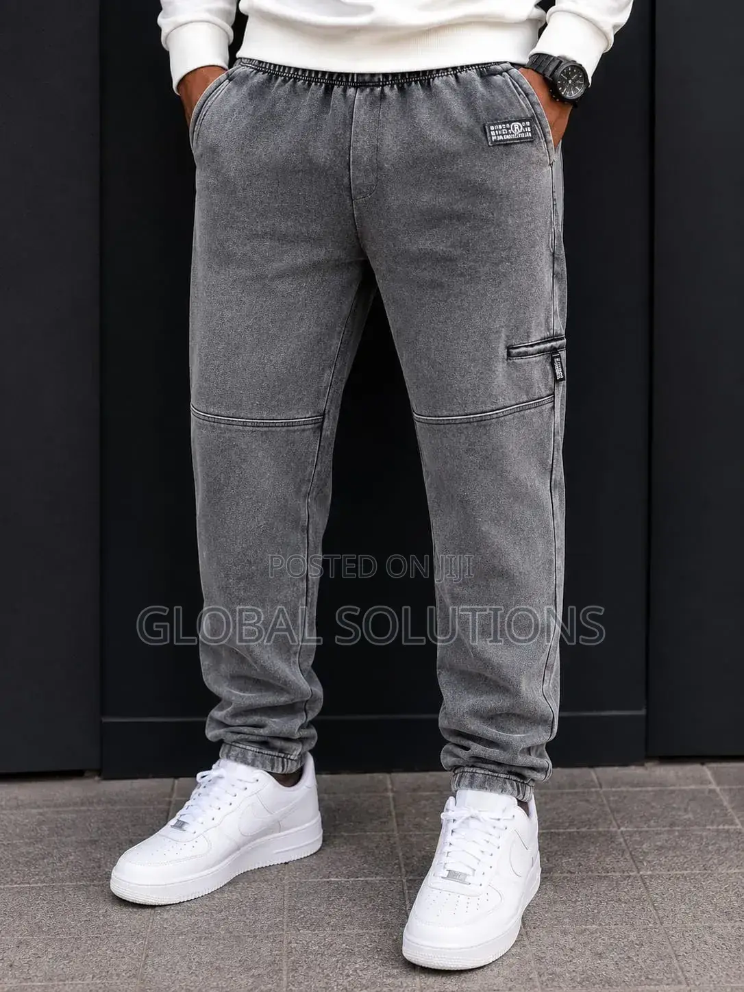 Denim Cargo Joggers/Sweatpants