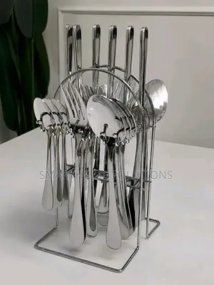 24pcs Silver Cutlery Set With a Stainless Holder