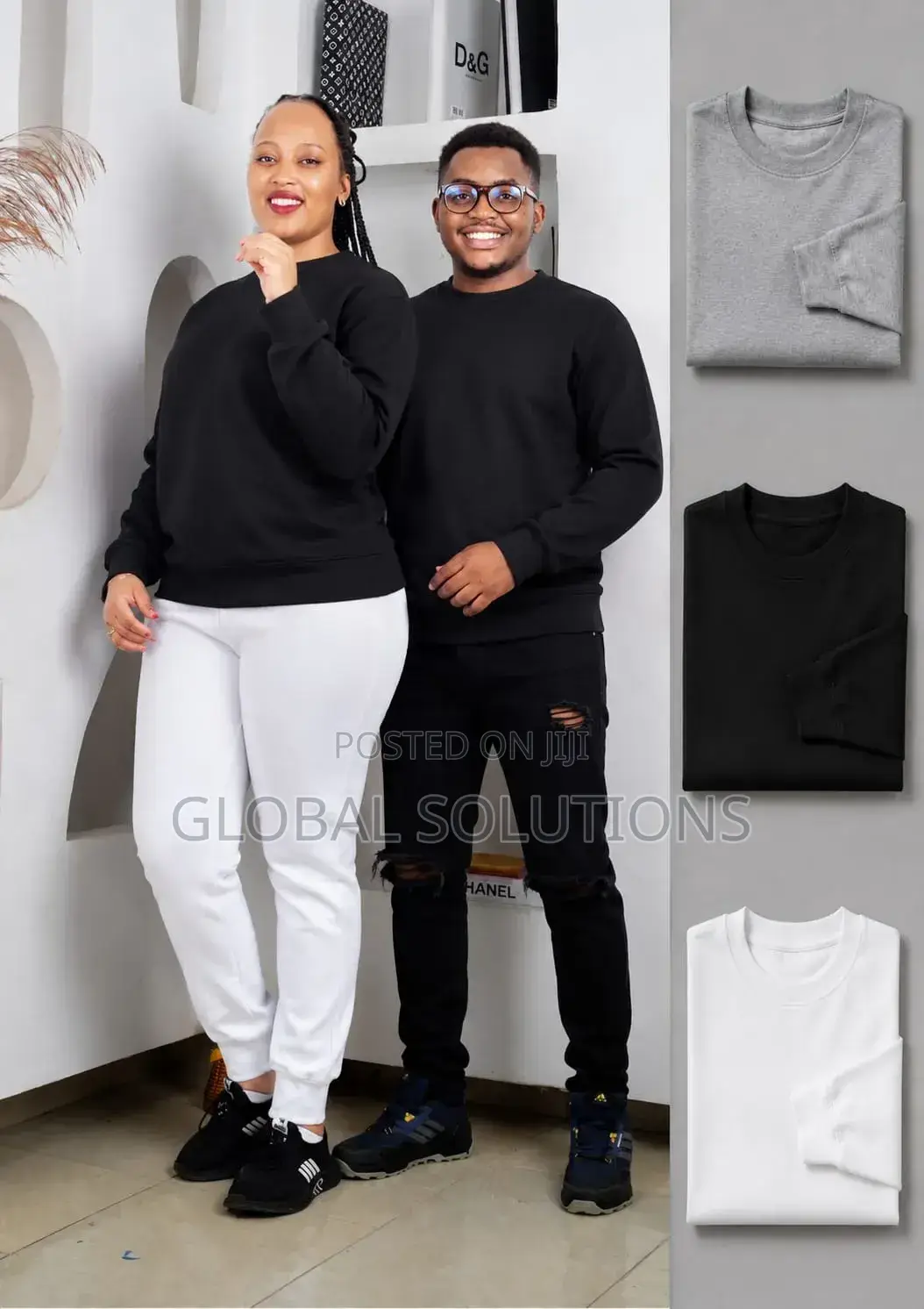 Classic Black Crewneck Sweatshirt in a Unisex Design