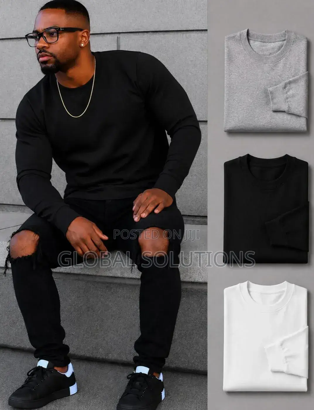 Classic Black Crewneck Sweatshirt in a Unisex Design