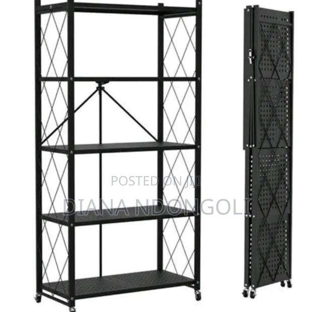 Foldable Multipurpose Rack With Shelves Wheel - thumbnail 2