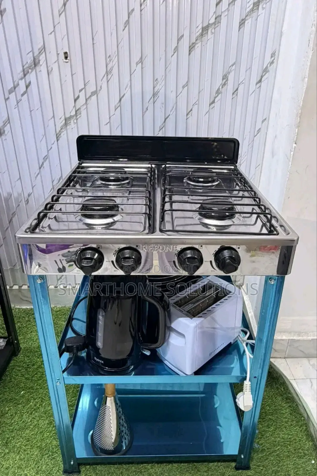 Rebune Four Burner Standing Gas Stove With Shelves