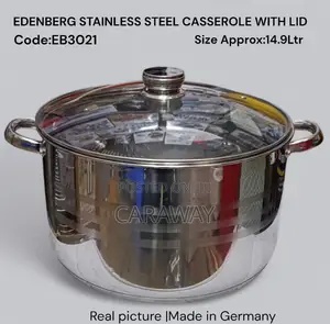 Edenberg Stainless Steel Large Sufuria 14.9l With Glass Lid at 4,999