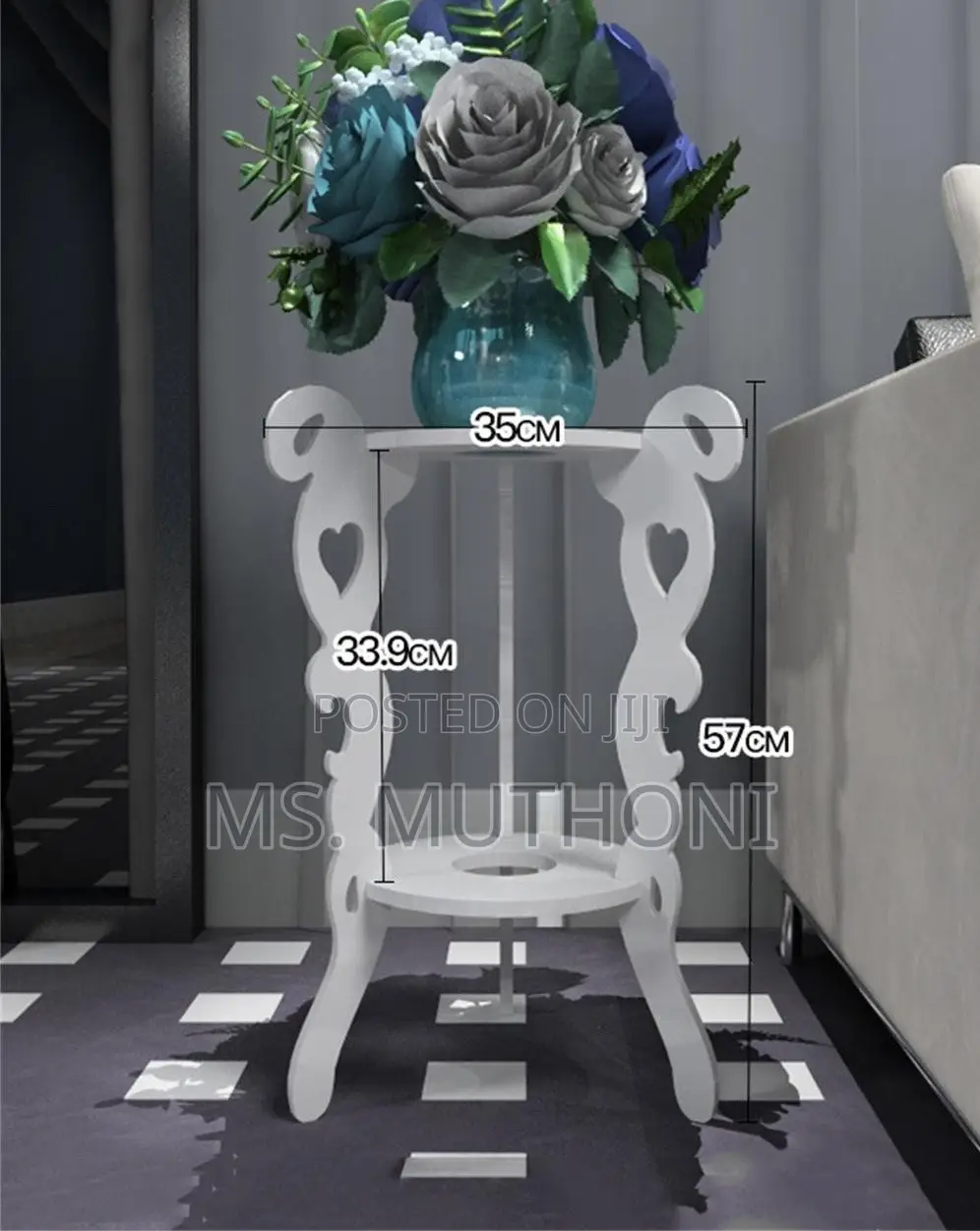 *3 Legged 2 Layer White Flower Vase Holder