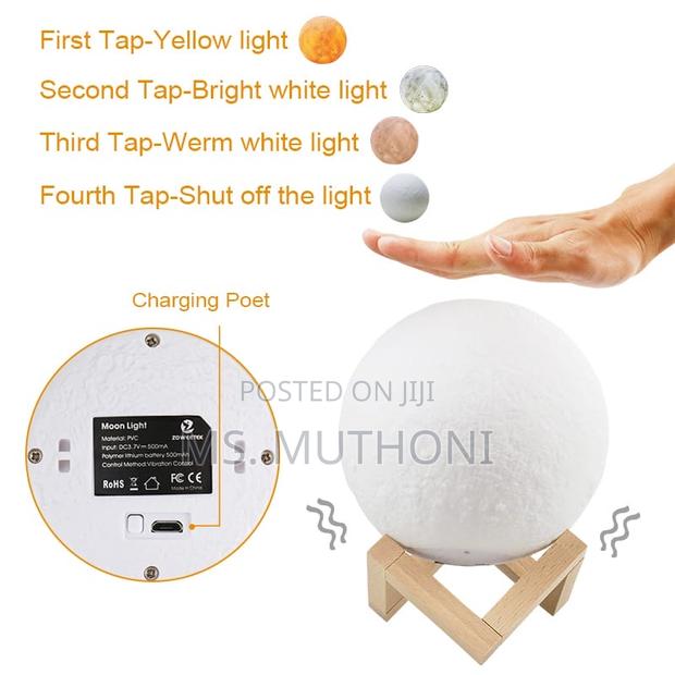 Moon Lamp Featuring Built-in Batteries and Usb Charging Capabilities - thumbnail 5