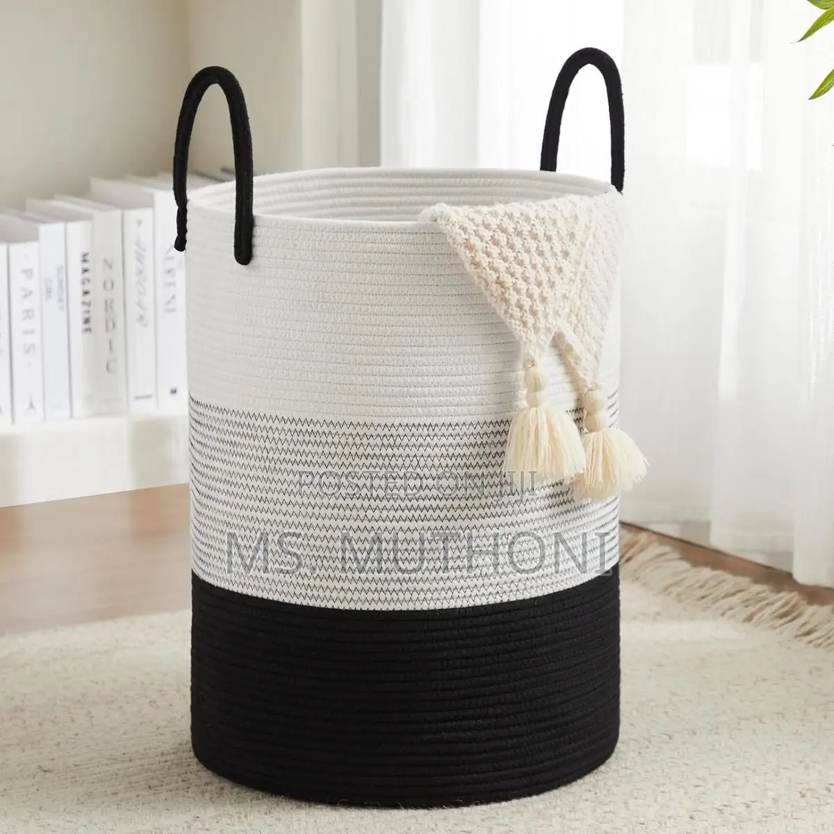 Cotton Rope Storage Basket 4 Laundry Hampers or Nursery Organizers.