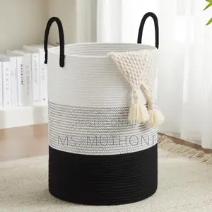 Cotton Rope Storage Basket 4 Laundry Hampers or Nursery Organizers.