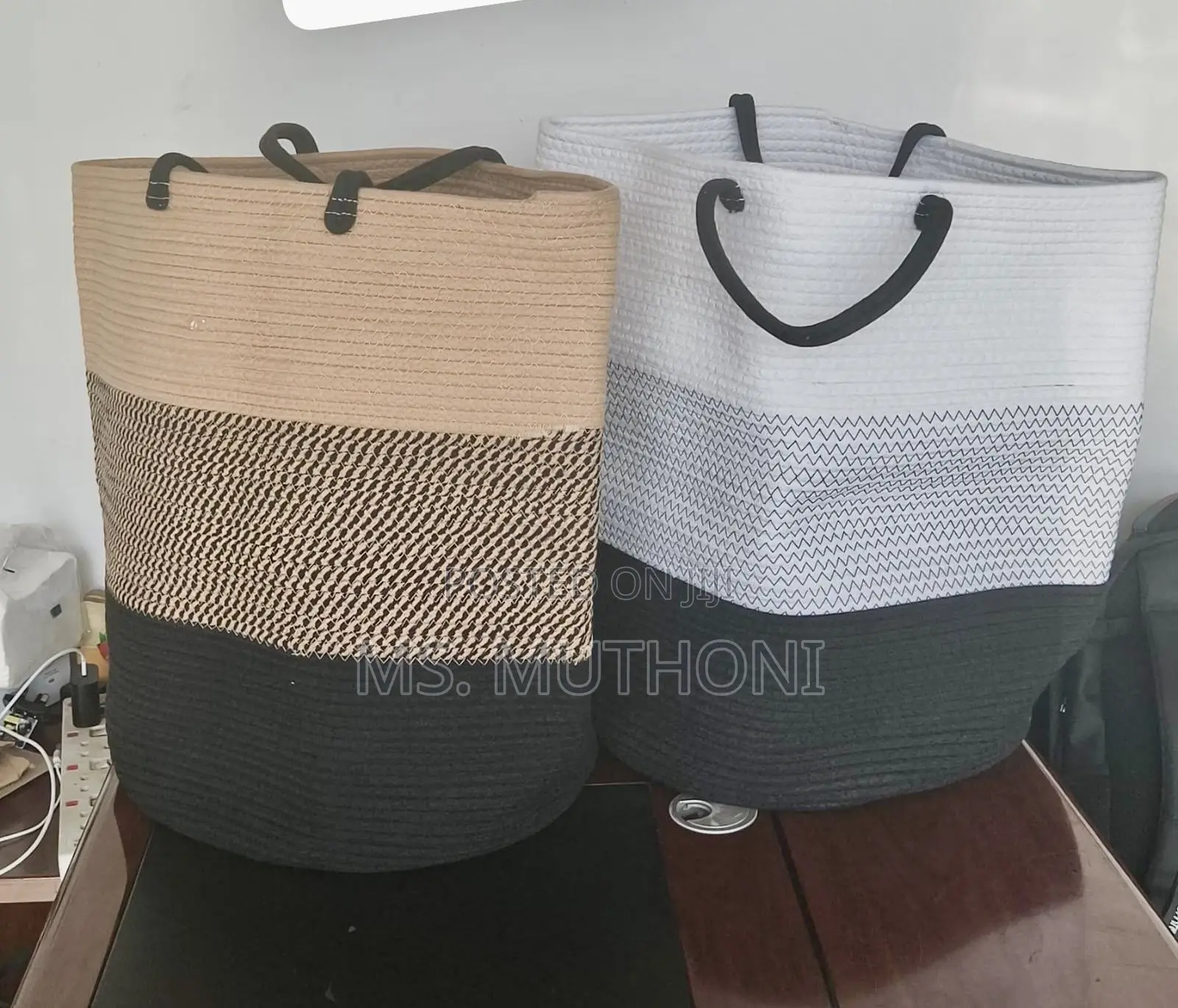 Cotton Rope Storage Basket 4 Laundry Hampers or Nursery Organizers.