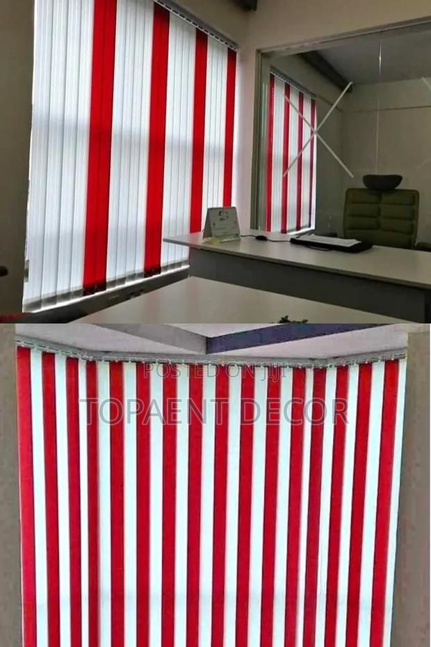 Red and White Different Rationing Vertical Office Blinds