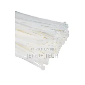 Nylon Cable Ties 5x200mm, 100pcs, White - Durable Reusable for Cable