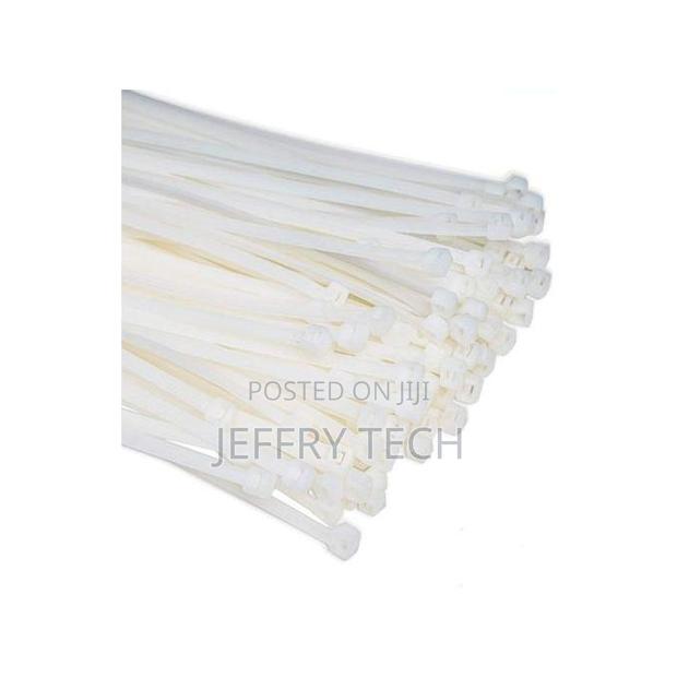 Nylon Cable Ties 5x200mm, 100pcs, White - Durable Reusable for Cable - thumbnail 2
