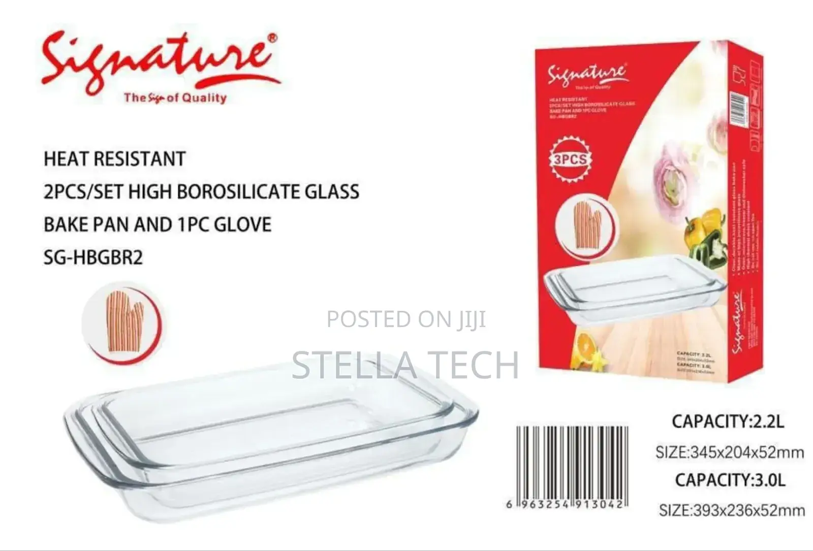 Set of 2 Glass Baking Pans