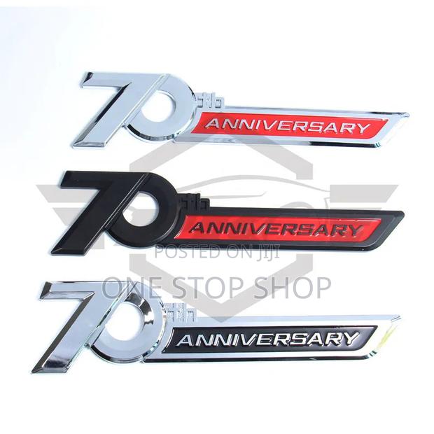 70th Anniversary Self Adhesive in Chrome,Black,Red Accents