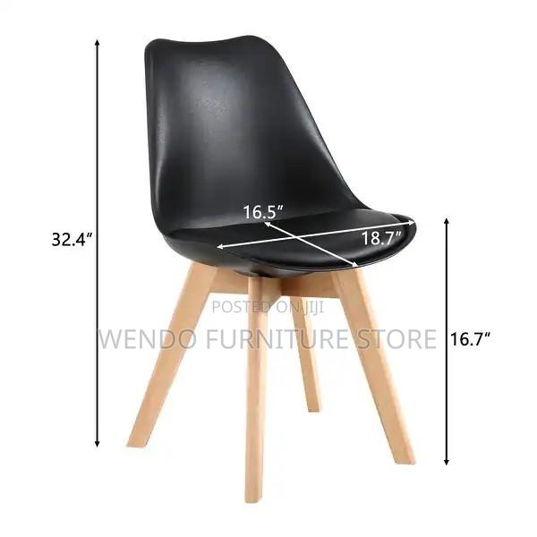 Dining Chairs; Plastic Eames Dining Chairs With Wooden Legs - thumbnail 2