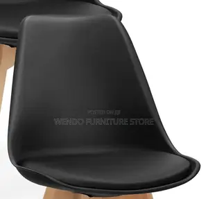 Dining Chairs; Plastic Eames Dining Chairs With Wooden Legs
