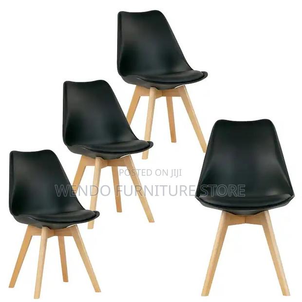 Dining Chairs; Plastic Eames Dining Chairs With Wooden Legs - thumbnail 7