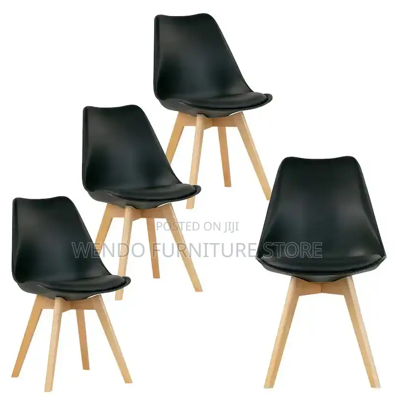 Dining Chairs; Plastic Eames Dining Chairs With Wooden Legs