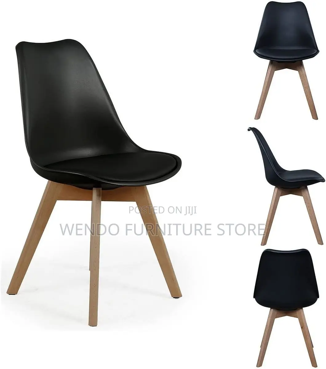 Dining Chairs; Plastic Eames Dining Chairs With Wooden Legs