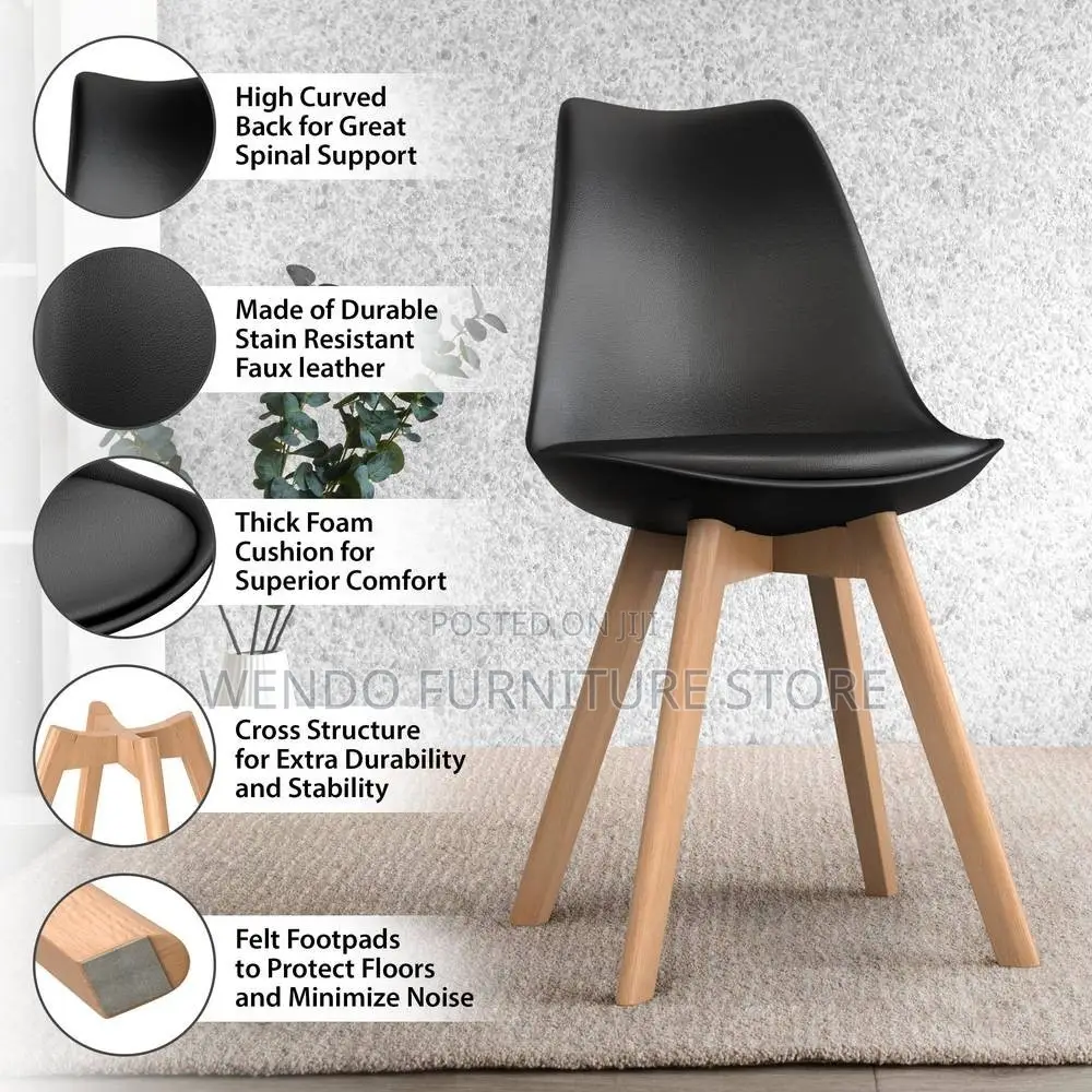 Dining Chairs; Plastic Eames Dining Chairs With Wooden Legs