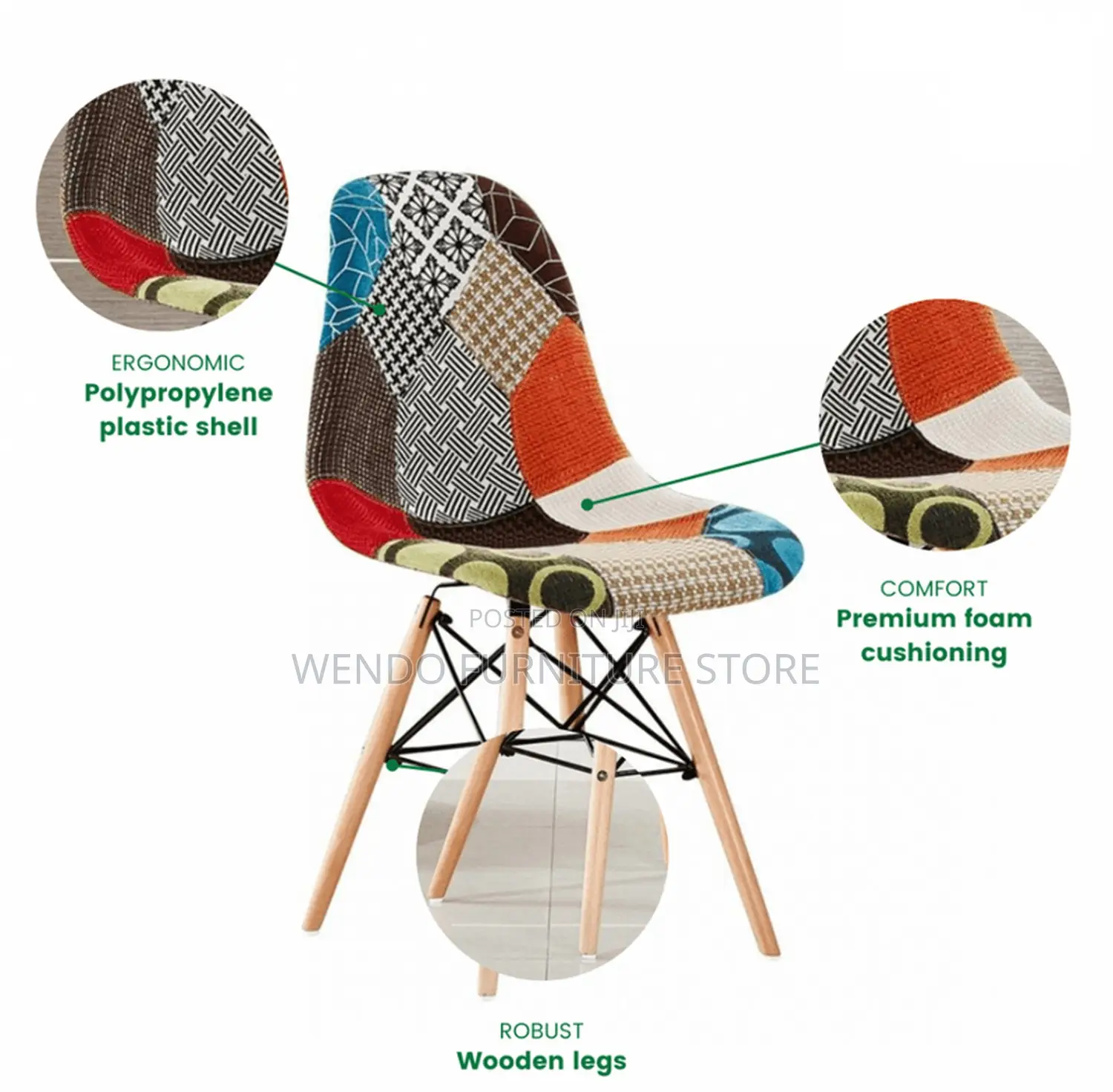 Dining Chairs; Durable Multicolored Eames Dining Chairs