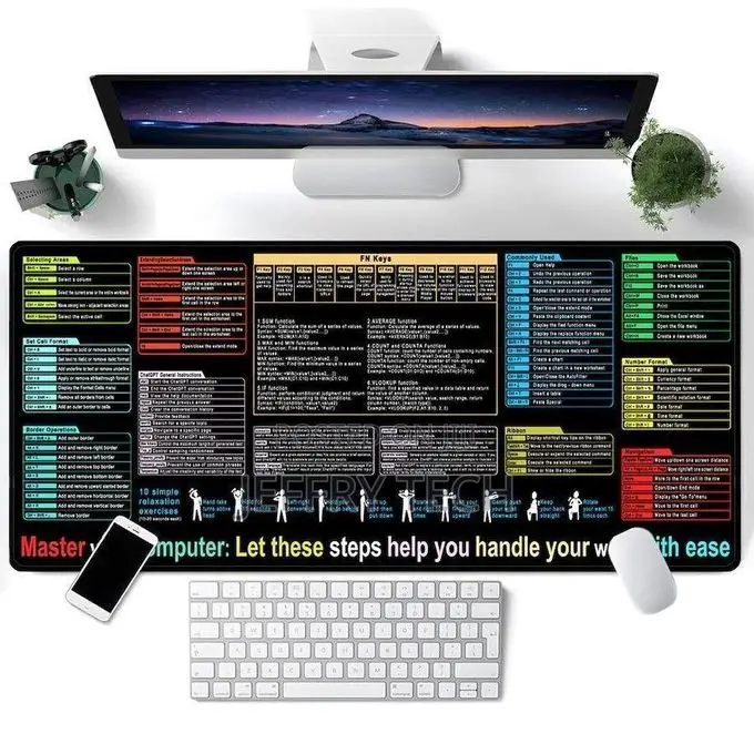 English Keyboard Shortcut Guide Mouse Pad Non-Slip Keyboard Pad Desk M