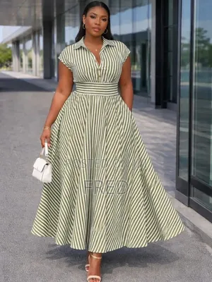 Elegant Stripped Maxi Dress