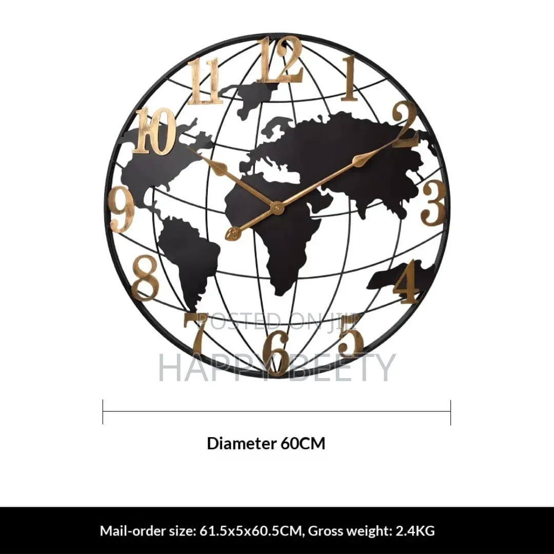 Mordern Iron Art World Map Quartz Wall Clock-KSH 7800
