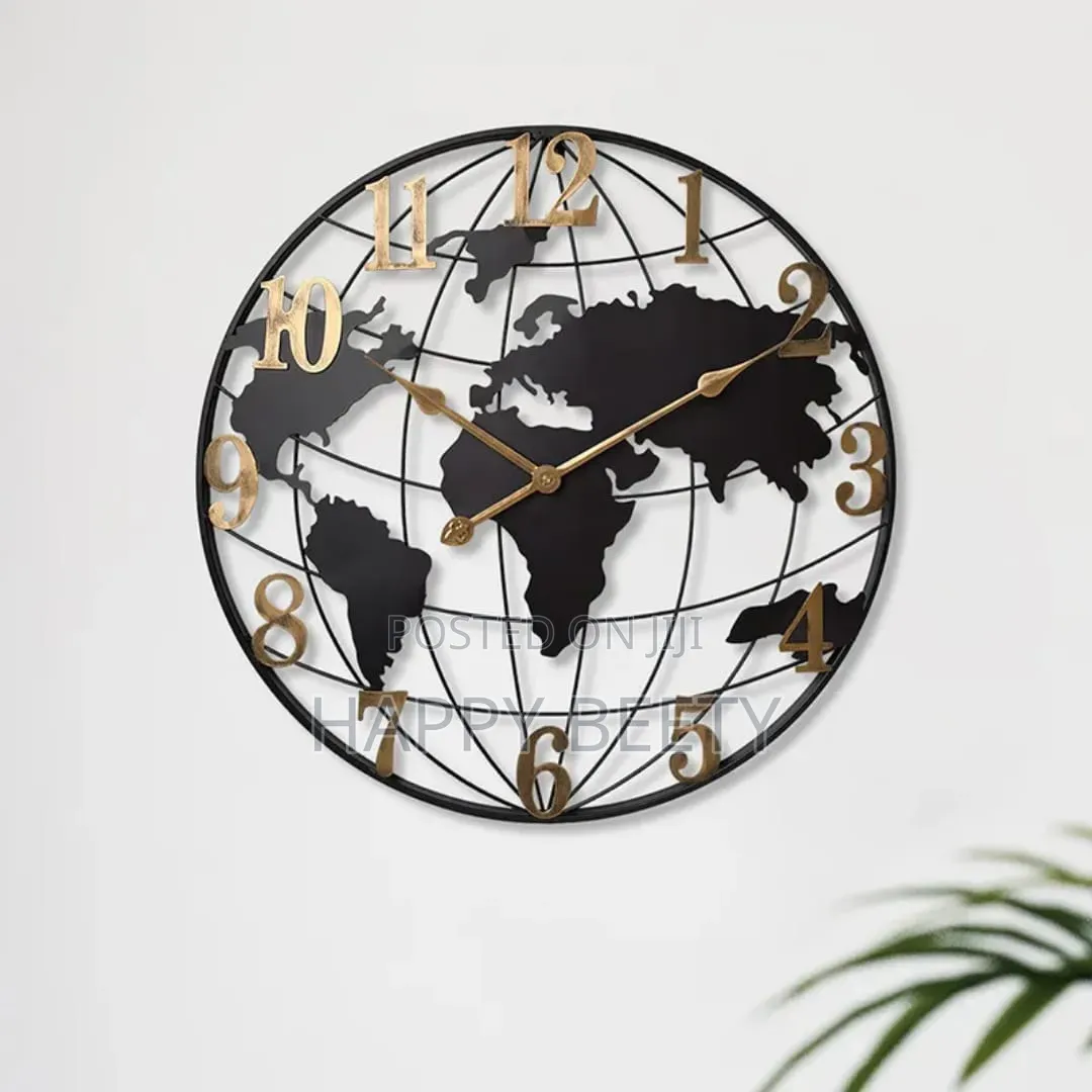 Mordern Iron Art World Map Quartz Wall Clock-KSH 7800