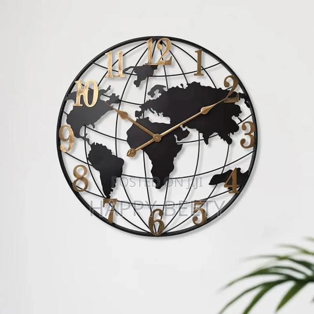 Mordern Iron Art World Map Quartz Wall Clock-KSH 7800 - thumbnail 2
