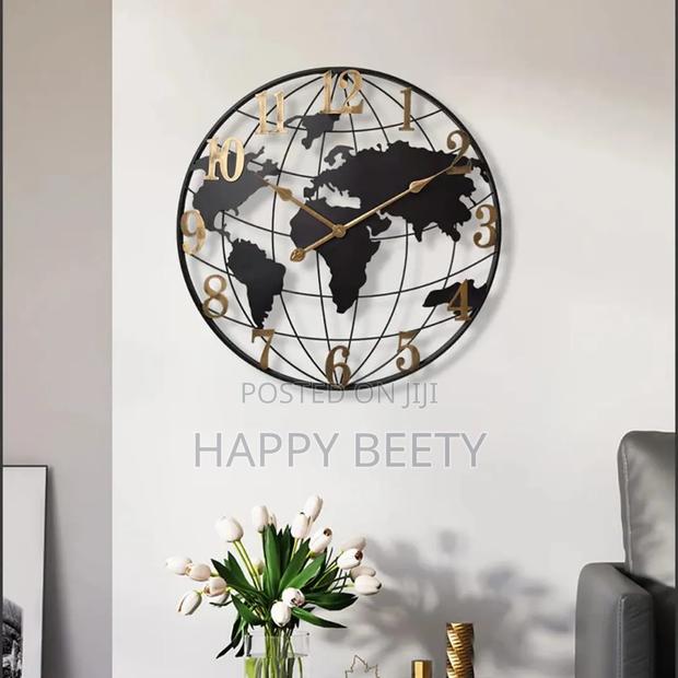 Mordern Iron Art World Map Quartz Wall Clock-KSH 7800 - thumbnail 3