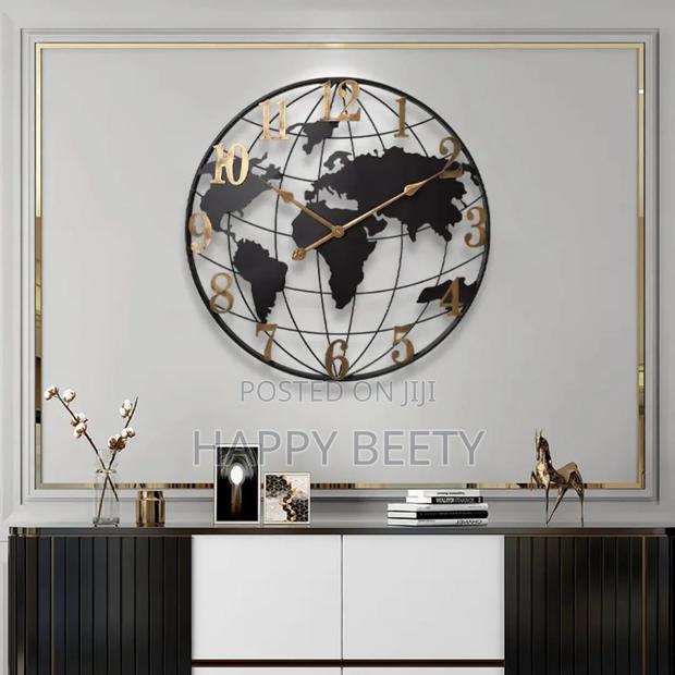 Mordern Iron Art World Map Quartz Wall Clock-KSH 7800 - thumbnail 4