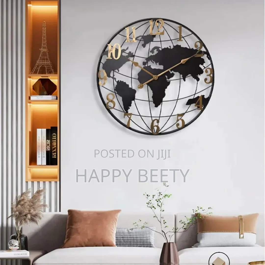 Mordern Iron Art World Map Quartz Wall Clock-KSH 7800