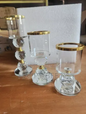 Crystal Glass Candle Holder Set