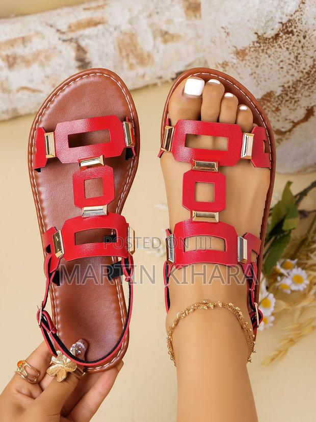 Round Toe Leather Sandals (Size 37-43) - thumbnail 4