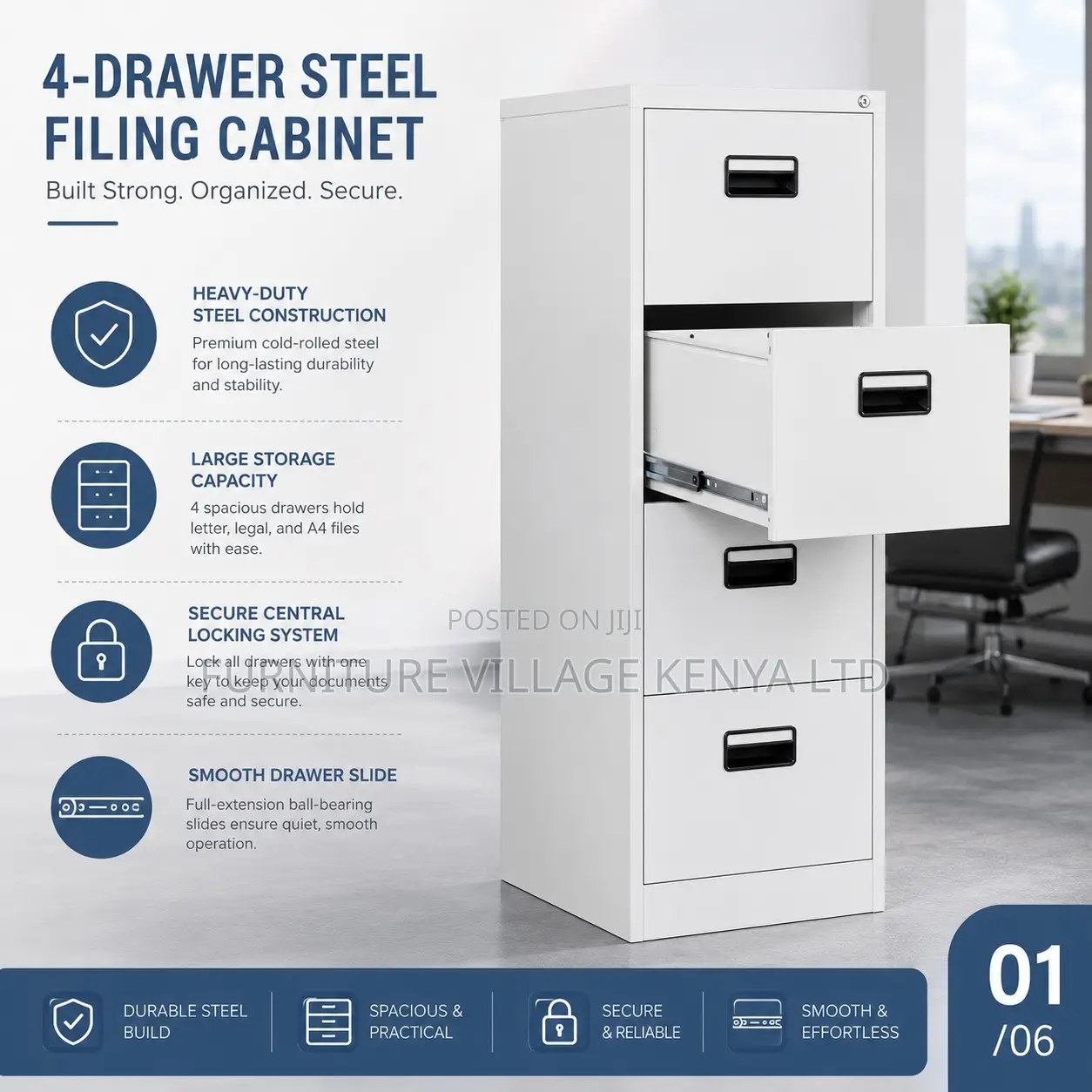 Four Drawer Filing Cabinet.