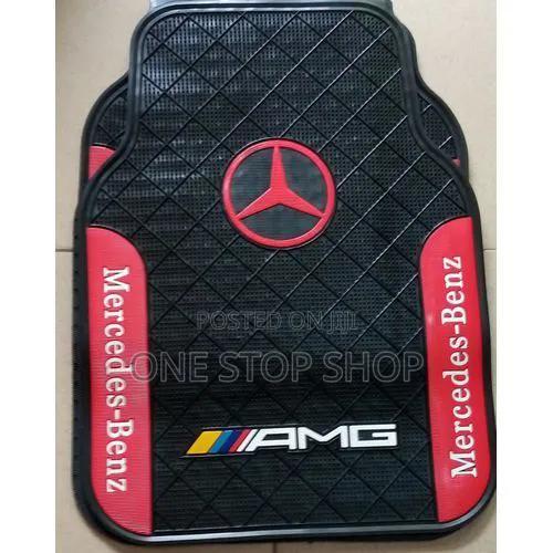 Mercedes Amg Car Floor Mat Rubber Body Red Accent