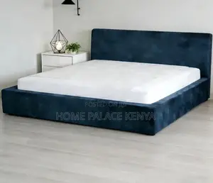 Modern Bed: Upholstered King Size Bed Frame With High Headboard