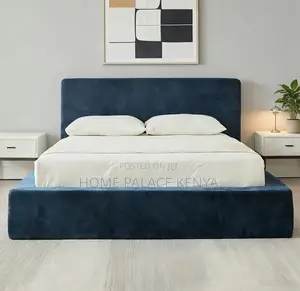 Modern Bed: Upholstered King Size Bed Frame With High Headboard
