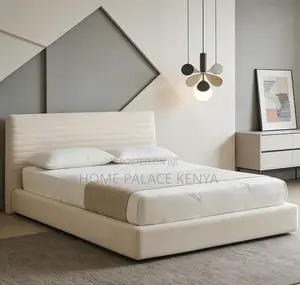 Modern Bed: Upholstered King Size Bed Frame With High Headboard