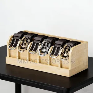 6 Slot Premium Bamboo Belt Organizer