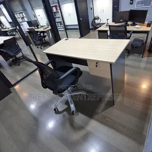 1.2m White Oak Charcoal Executive Desk With Mesh Ergonomic Chair